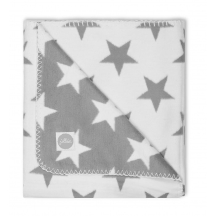 Плед байковый, размер 75х100 см, принт серые звёзды