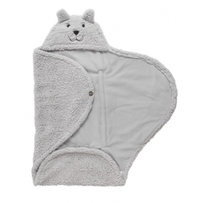 Одеяло-конверт "Мишка" меховой, размер 100х105 см, светло-серый