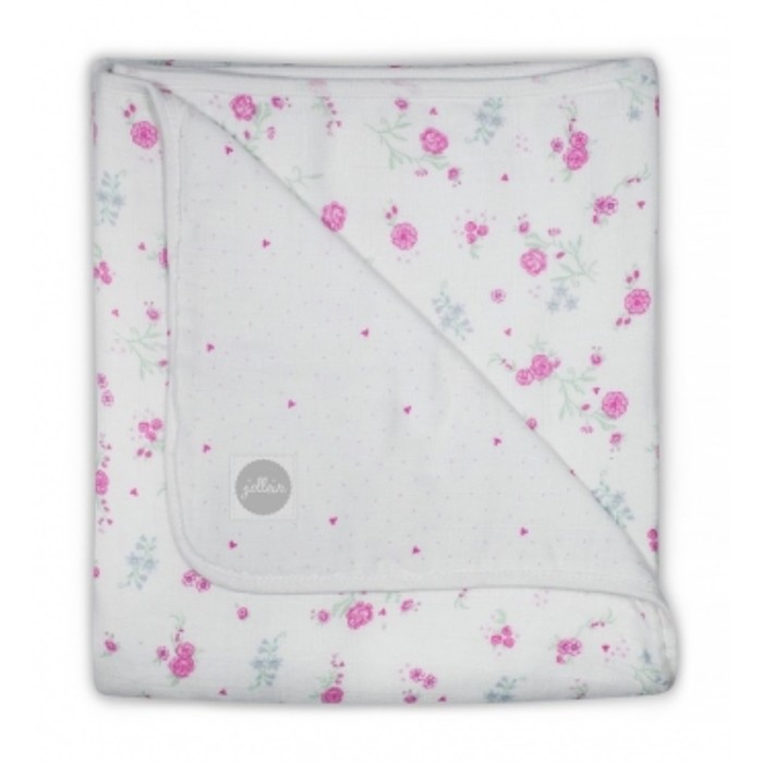 Одеяло муслиновое, размер 75х100 см, розовые цветы