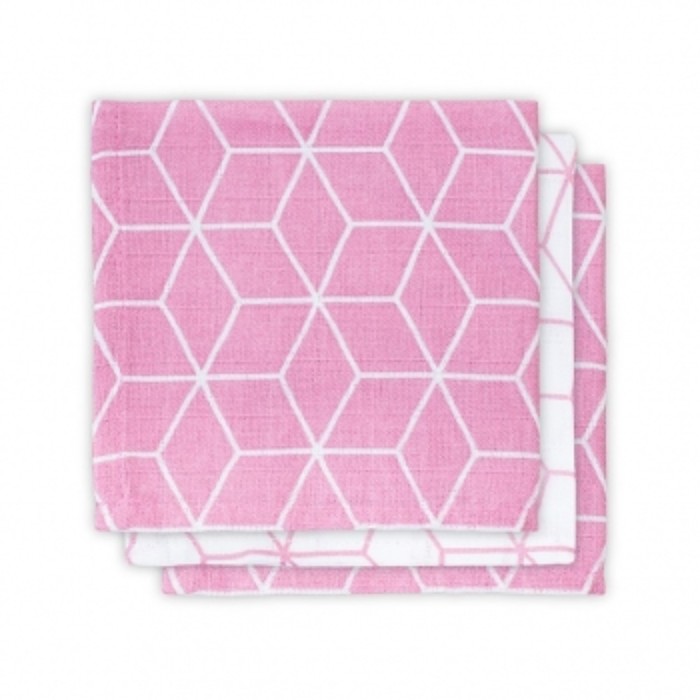 Набор салфеток для лица, размер 30х30 см-3 шт., розовый