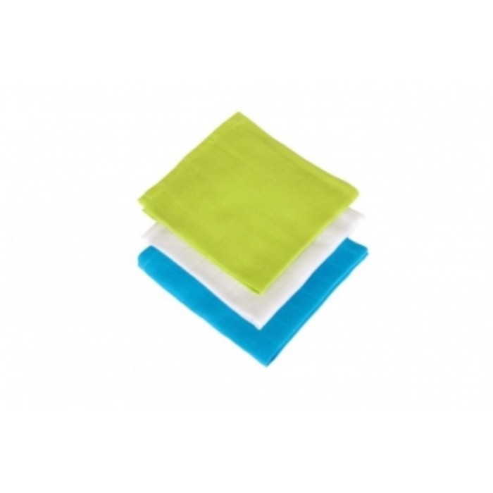 Набор салфеток для лица, размер 30х30 см-3 шт., лайм/аква/белый