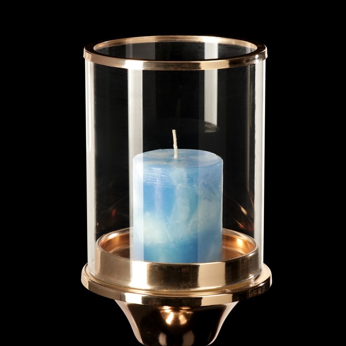 Подсвечник металл, стекло на 1 свечу "Жемчужины под стеклом" 43,5х12,5х12,5 см