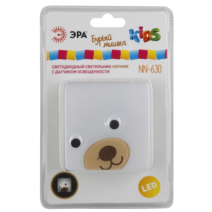 Ночник ЭРА 0,5Вт бурый 8х8,2х8см.