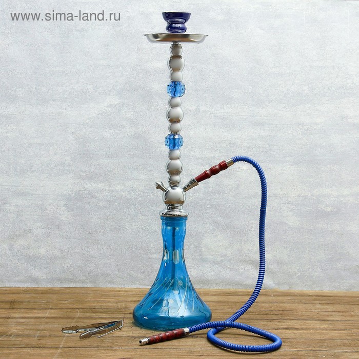 

Кальян 72 см, 1 трубка, синий, шахта хромированная