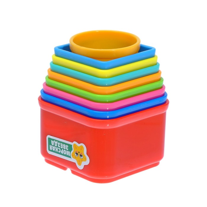 Развивающая игрушка «Пирамидка-стаканчики: Море», 9 предметов