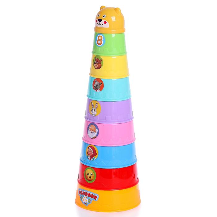 Развивающая игрушка «Пирамидка-стаканчики: Колобок», 9 предметов