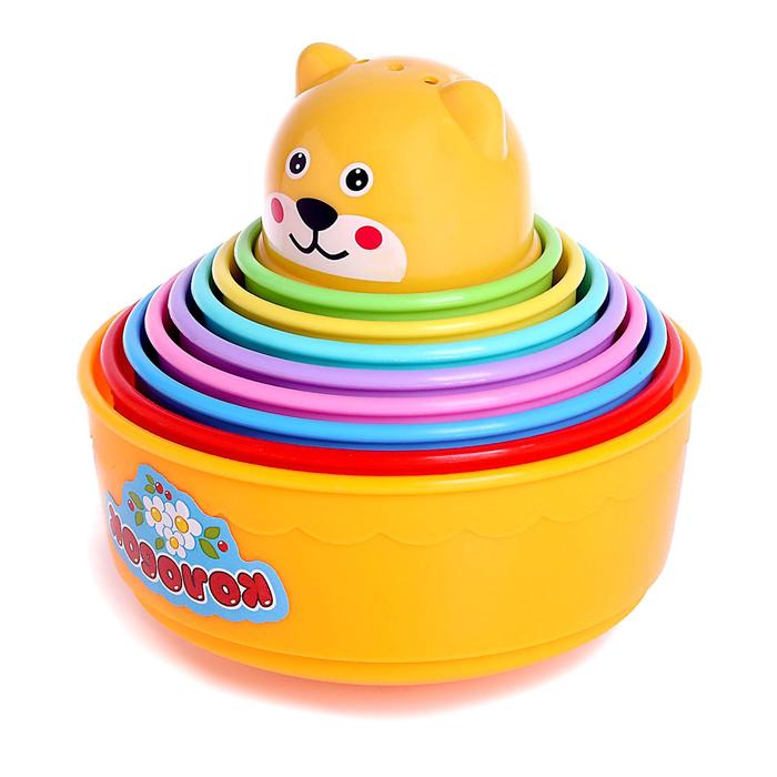 Развивающая игрушка «Пирамидка-стаканчики: Колобок», 9 предметов