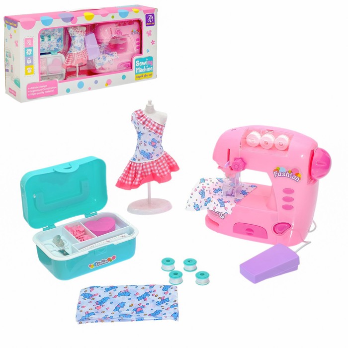 Швейная машина "Карамель Роза" с набором для дизайна одежды и манекеном