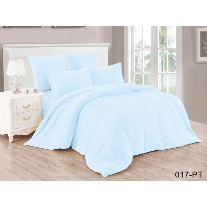 КПБ дуэт, 220х250 см, 150х210 см-2 шт., 50х70 см, 70х70 см по 2 шт., микросатин, лазурь