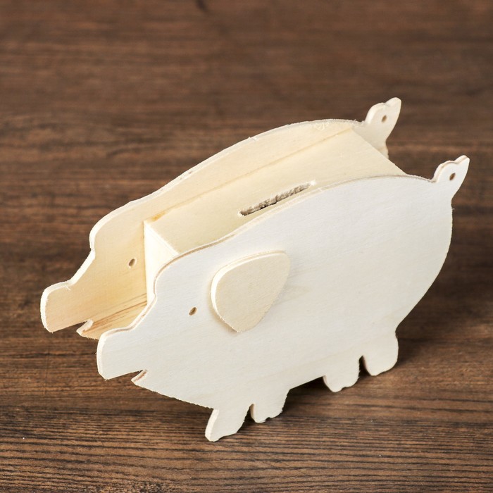 Копилка для росписи дерево "Поросёнок" 12,5х20,7х5,2 см