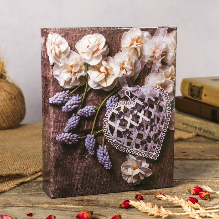 Фотоальбом на 200 фото 10х15 см "Сердечко в цветах. Прованс" 23х18х5,5 см