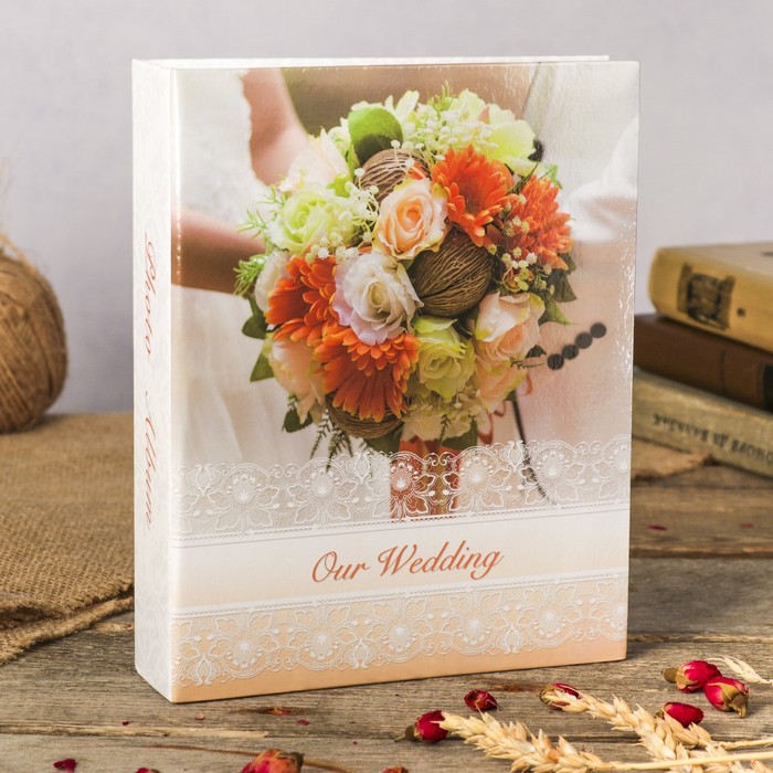 Фотоальбом на 200 фото 10х15 см "Наша свадьба. Букет невесты" 23х18х5,5 см