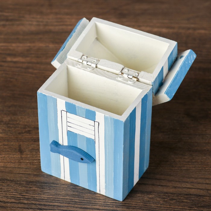 Шкатулка дерево "Хижина рыбака" голубая 18,5х11х5,5 см