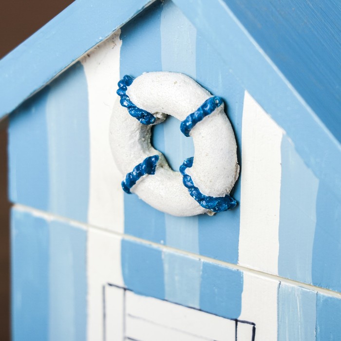 Шкатулка дерево "Хижина рыбака" голубая 18,5х11х5,5 см