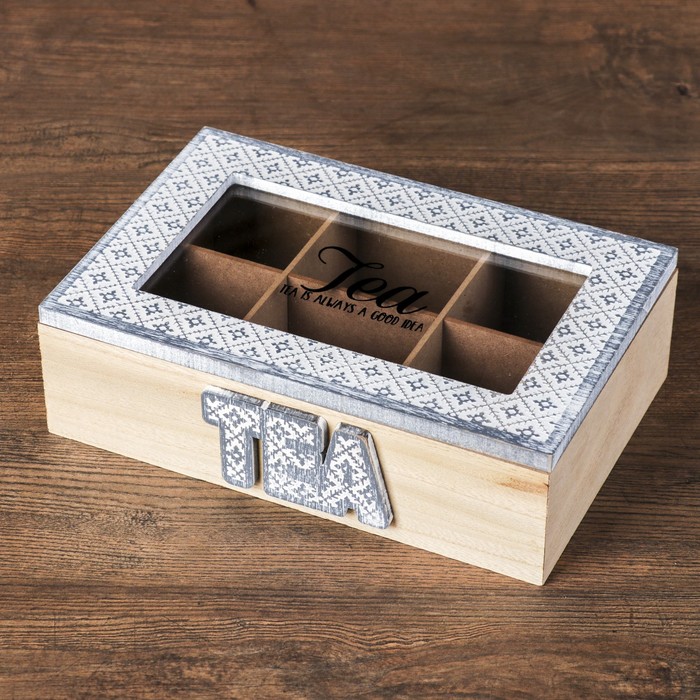 Шкатулка дерево с отделениями "Чайные идеи" 24х26,3х6,9 см