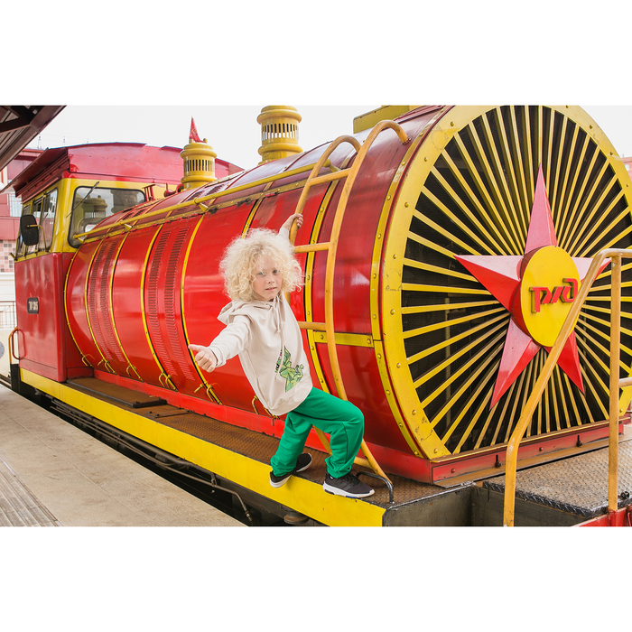 Спортивный костюм для мальчика "Динозавры", рост 122-128 см, цвет бежевый/зелёный