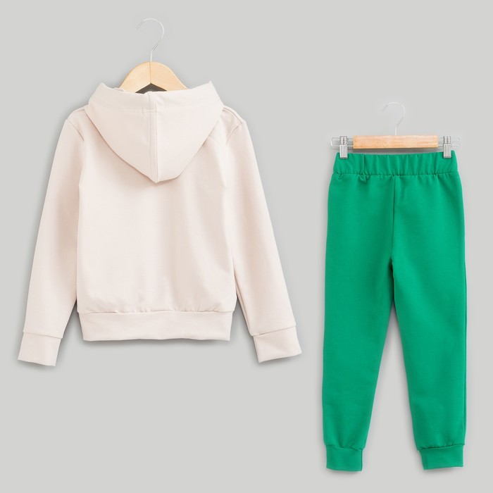 Спортивный костюм для мальчика "Динозавры", рост 134-140 см, цвет бежевый/зелёный