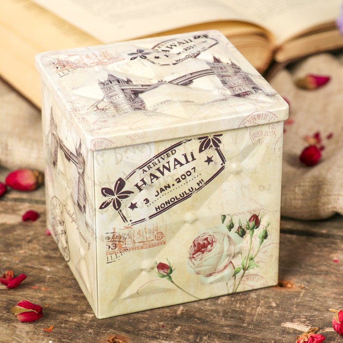 Шкатулка металл квадратная "Мост" грани 9,2х9,2х9,2 см