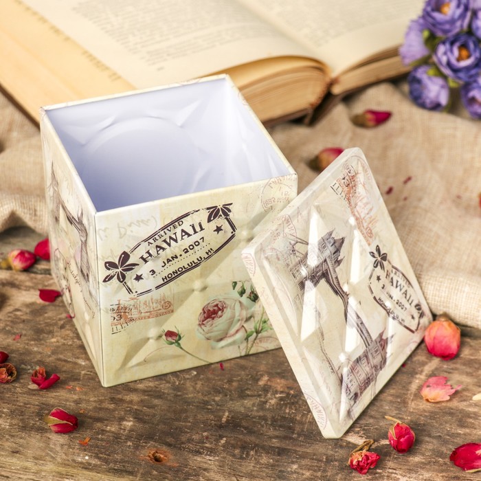 Шкатулка металл квадратная "Мост" грани 9,2х9,2х9,2 см