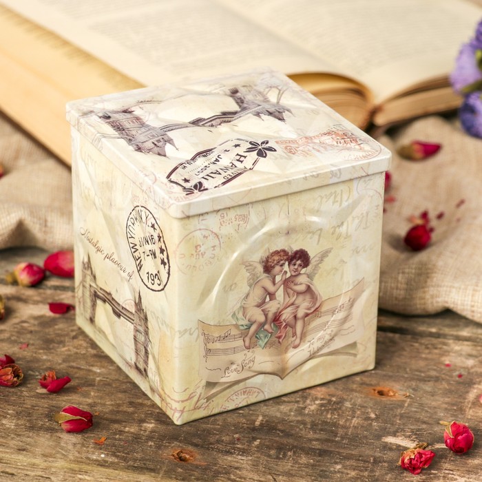 Шкатулка металл квадратная "Мост" грани 9,2х9,2х9,2 см