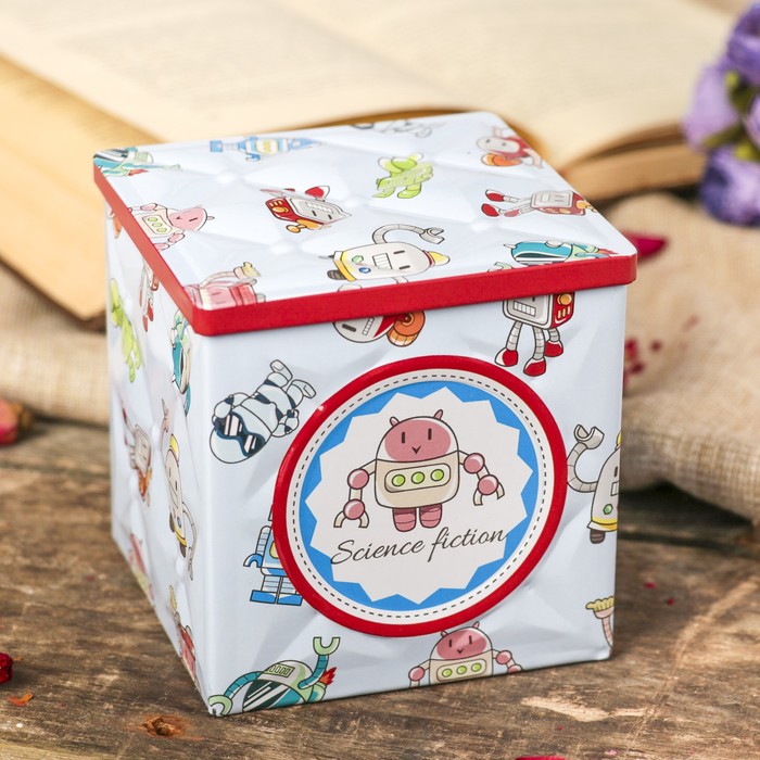 Шкатулка металл квадратная "Зоопарк" грани 9,2х9,2х9,2 см