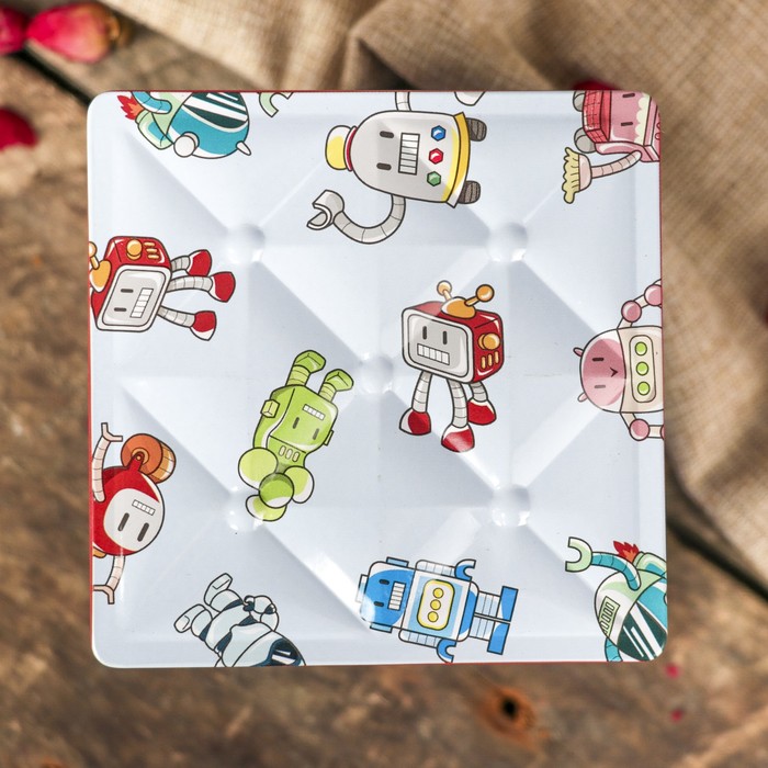 Шкатулка металл квадратная "Зоопарк" грани 9,2х9,2х9,2 см