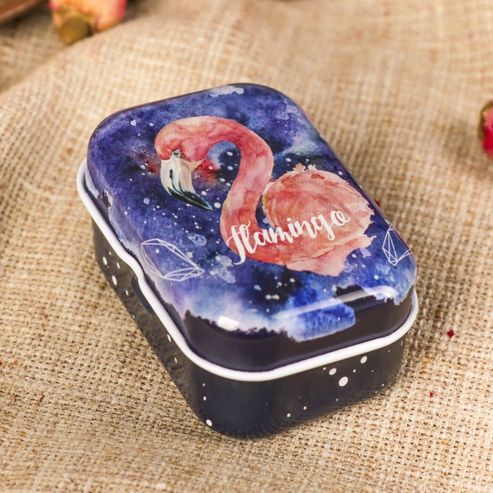 Шкатулка металл прямоугольная "Фламинго" МИКС 2,5х6х4 см
