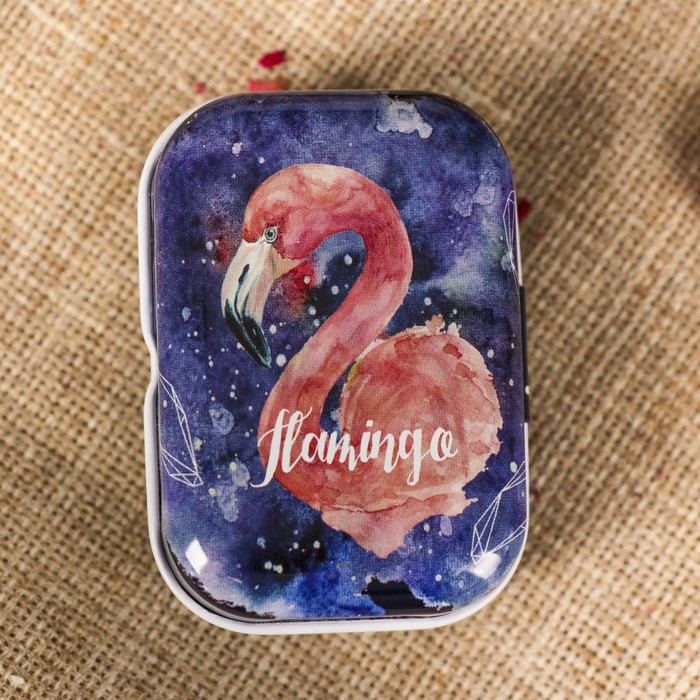 Шкатулка металл прямоугольная "Фламинго" МИКС 2,5х6х4 см