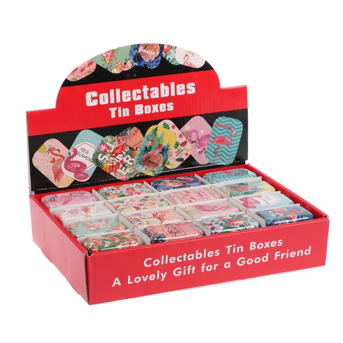 Шкатулка металл прямоугольная "Фламинго" МИКС 2,5х6х4 см