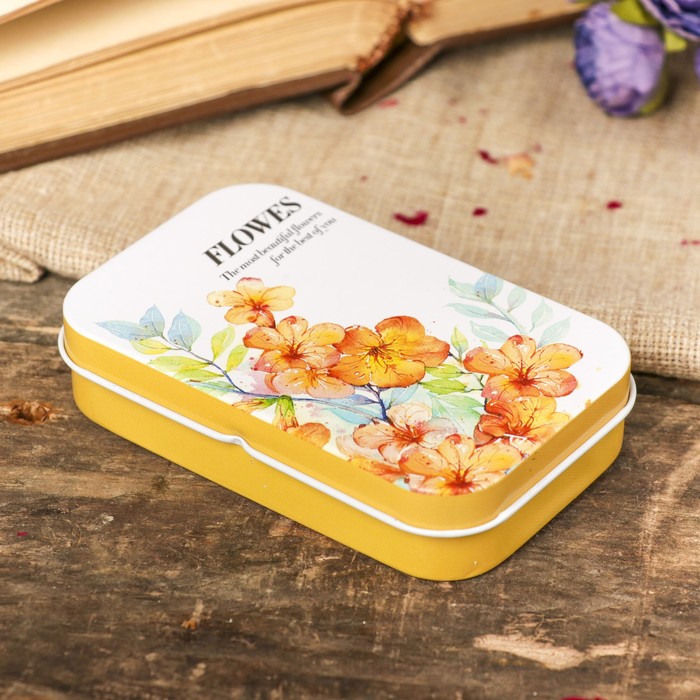 Шкатулка металл прямоугольная "Аромат цветов" МИКС 2х9,8х6 см