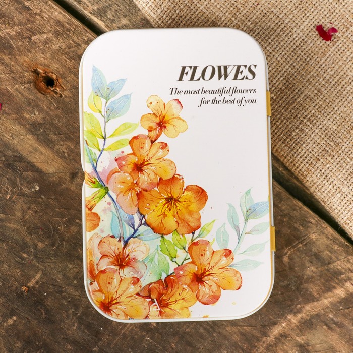 Шкатулка металл прямоугольная "Аромат цветов" МИКС 2х9,8х6 см