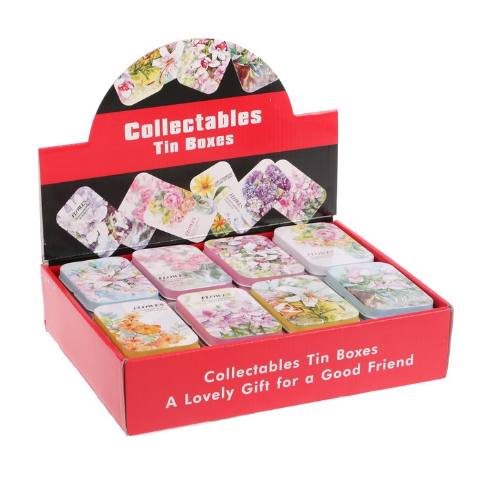 Шкатулка металл прямоугольная "Аромат цветов" МИКС 2х9,8х6 см