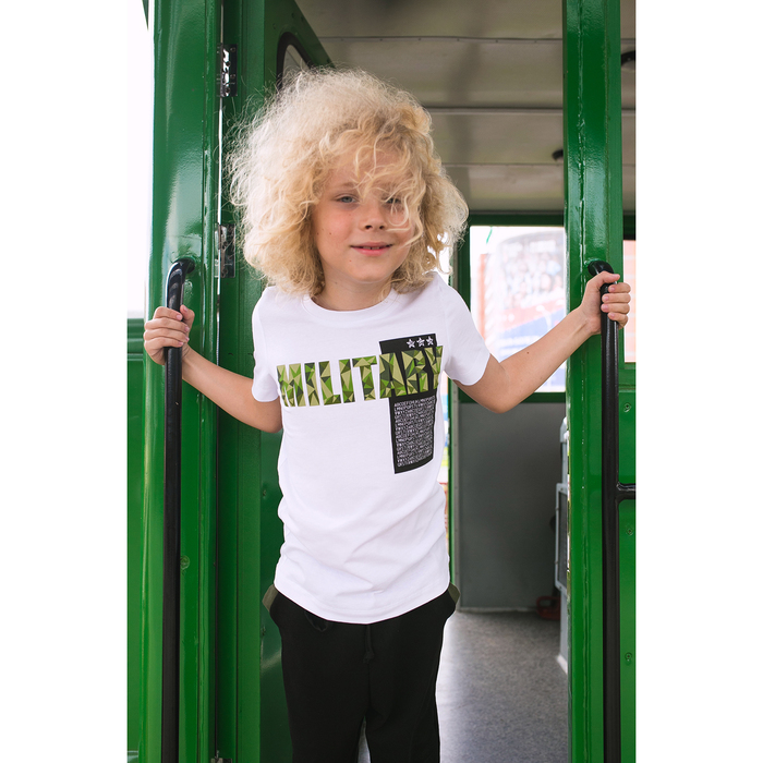 Футболка для мальчика MINAKU "Милитари", рост 98-104 см, цвет белый