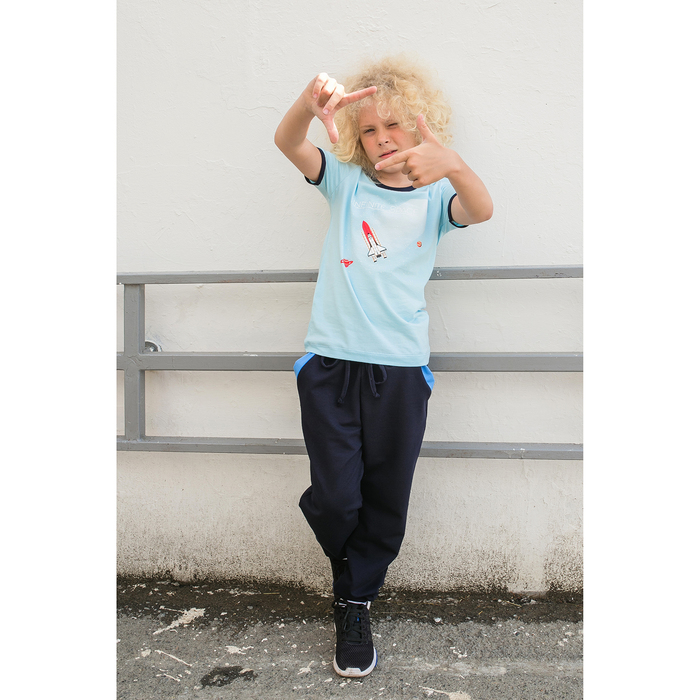 Футболка для мальчика MINAKU "Ракета", рост 146-152 см, цвет голубой/синий