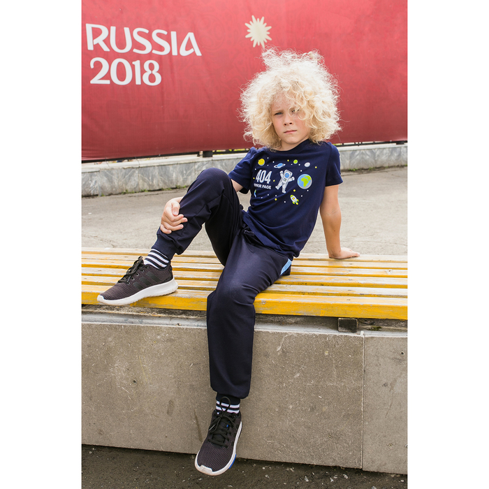 Футболка для мальчика MINAKU "404", рост 122-128 см, цвет тёмно-синий
