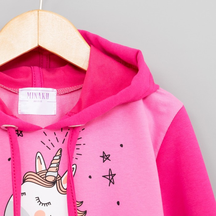 Спортивный костюм для девочки MINAKU "Единороги", рост 110-116 см, цвет розовый