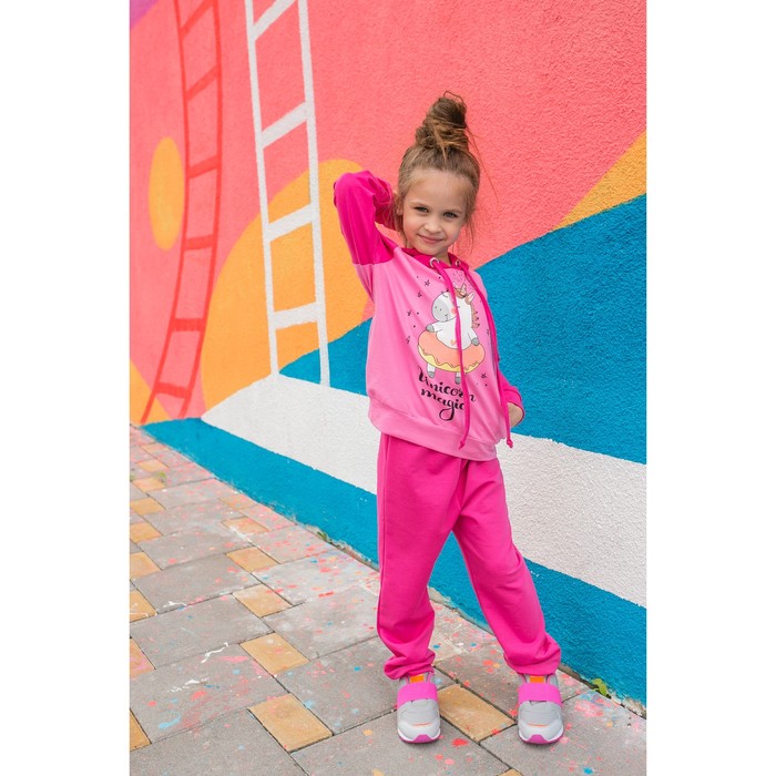 Спортивный костюм для девочки MINAKU "Единороги", рост 122-128 см, цвет розовый