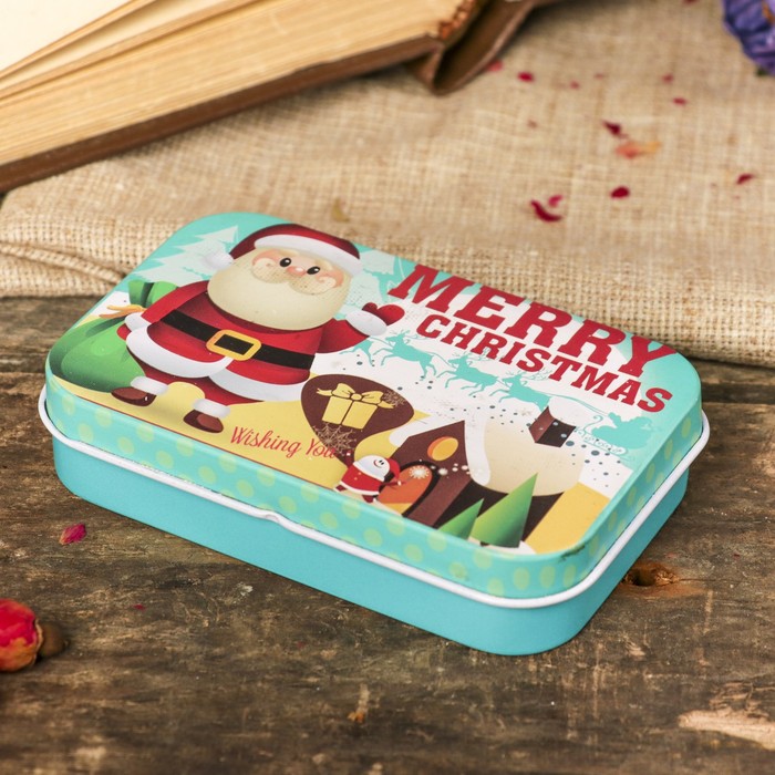 Шкатулка металл прямоугольная "Новый, новый, новый год" МИКС 2х9,8х6 см