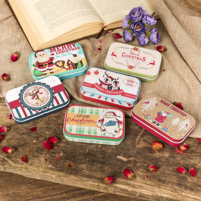 Шкатулка металл прямоугольная "Новый, новый, новый год" МИКС 2х9,8х6 см