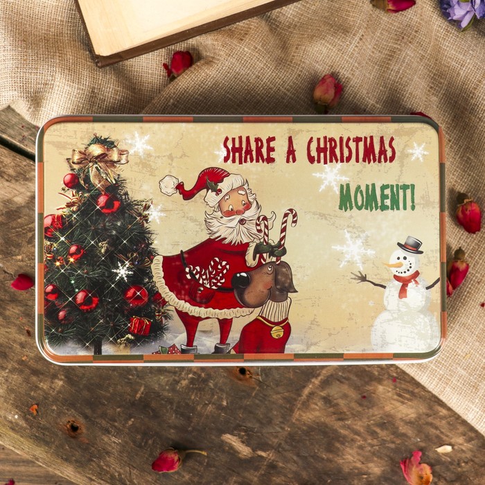 Шкатулка металл "Дедушка Мороз У нарядной ёлки" 5х19,5х11,5 см