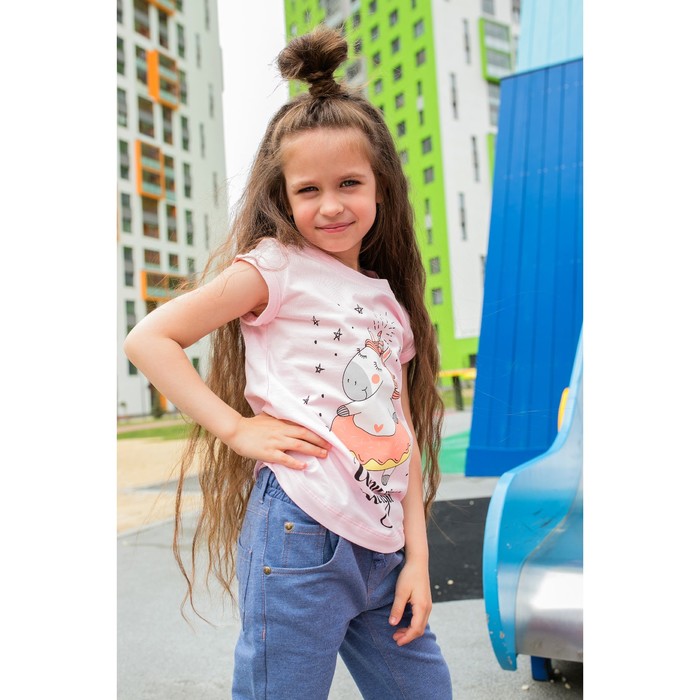 Футболка для девочки MINAKU "Единорог", рост 98-104 см, цвет розовый