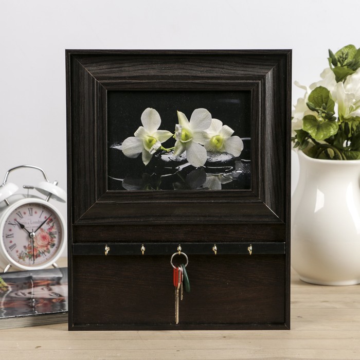 Ключница открытая "Белые орхидеи" 25х32 см