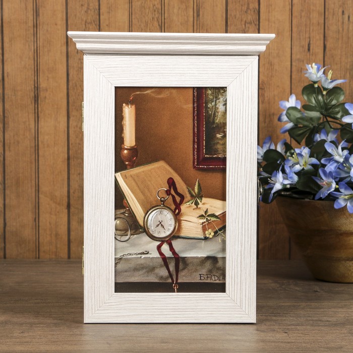 Ключница "Старинные часы" молочный дуб 18х30х6 см