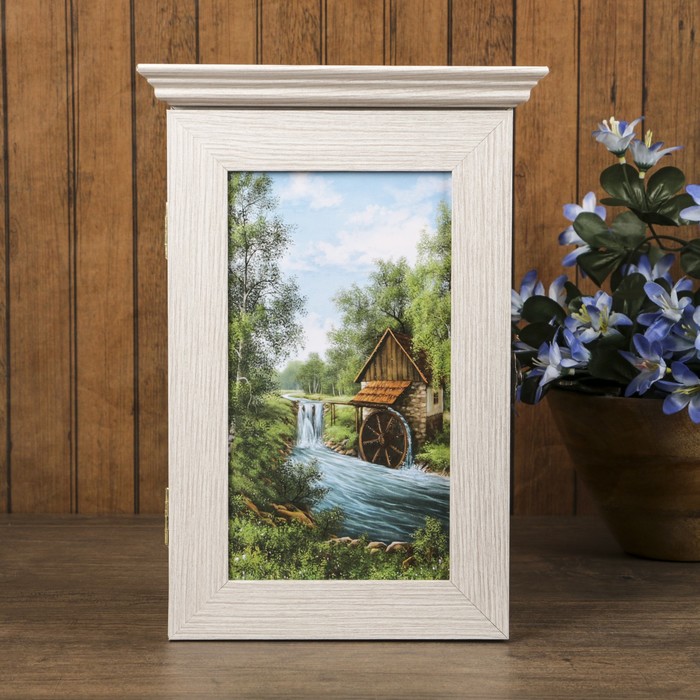 Ключница "Быстрая река" молочный дуб 18х30х6 см