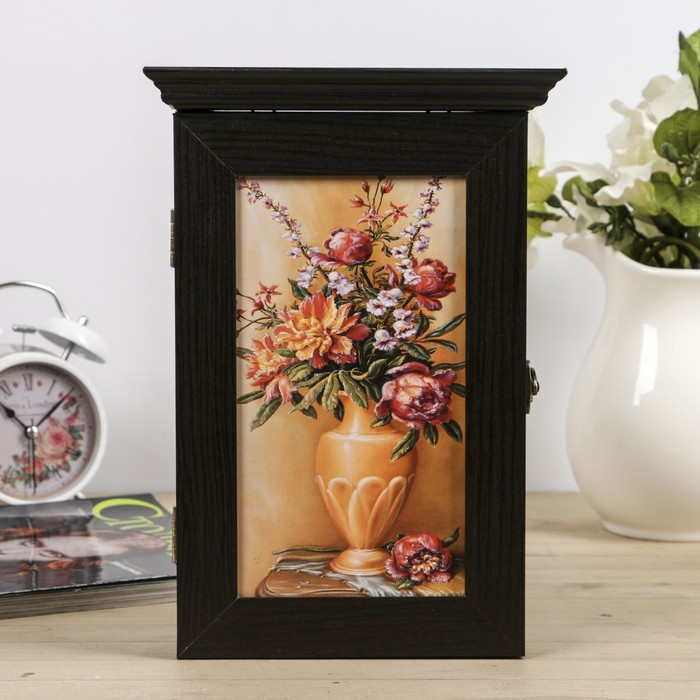 Ключница "Букет в вазе" венге 18х30х6 см