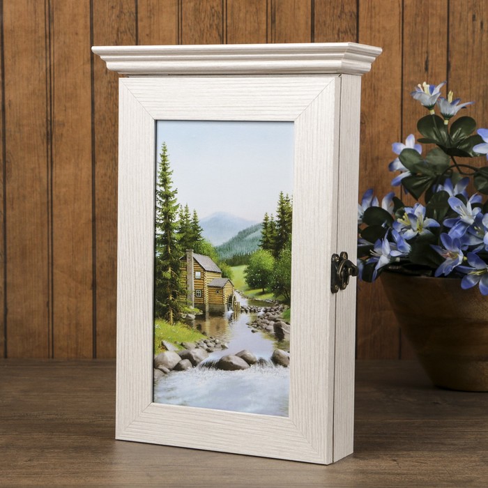 Ключница "Река" молочный дуб 18х30х6 см