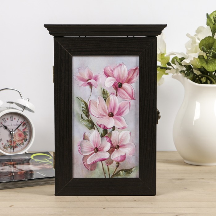 Ключница "Розовые цветы" венге 18х30х6 см