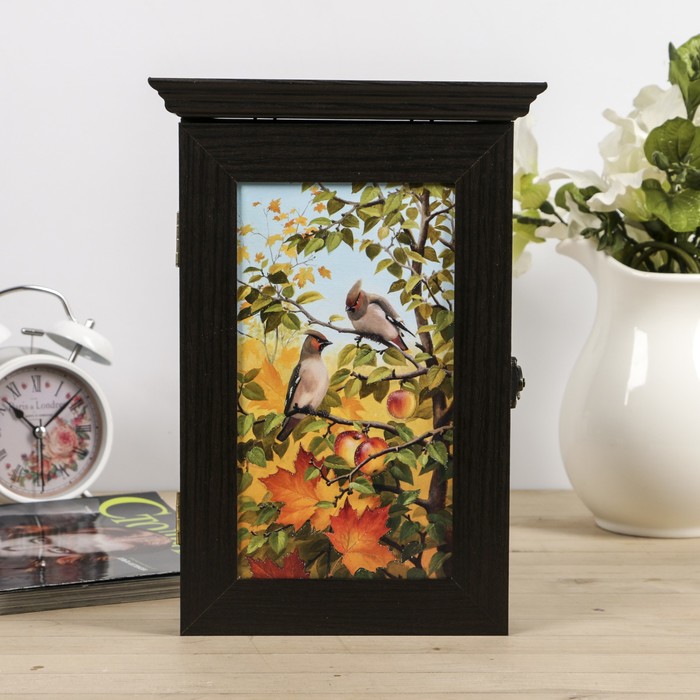 Ключница "Птички на дереве" венге 18х30х6 см