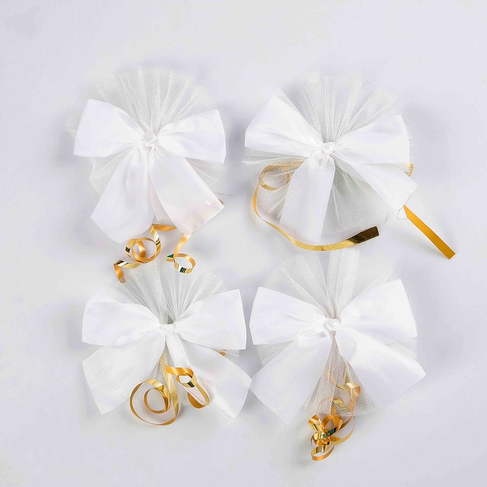 Набор на авто "№8": сердца на крышу/ "V"лента на капот 3 м/4 банта на ручки, тиффани