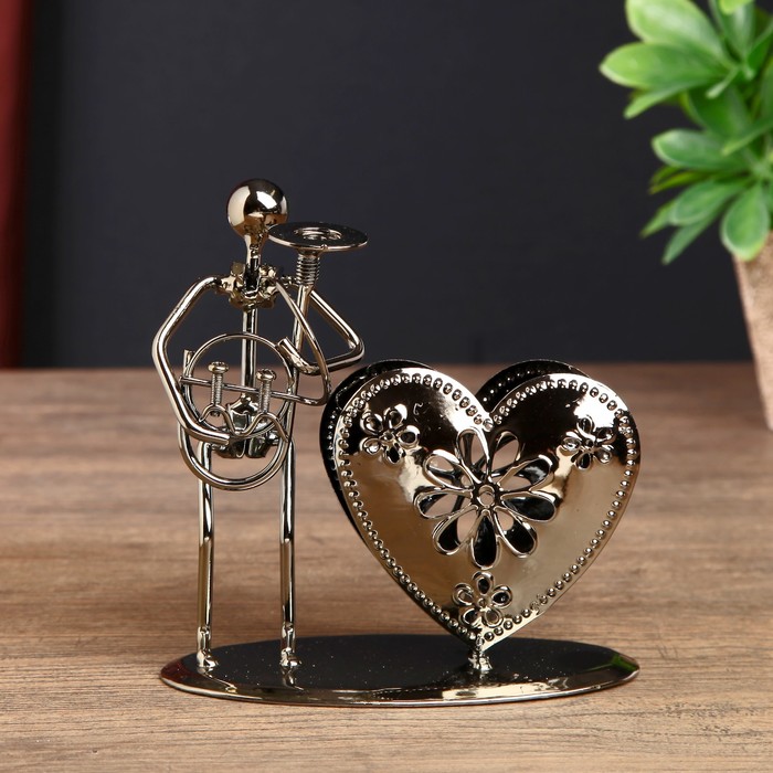 Сувенир металл карандашница "Музыкант и сердце" МИКС 13х12,7х6,5 см
